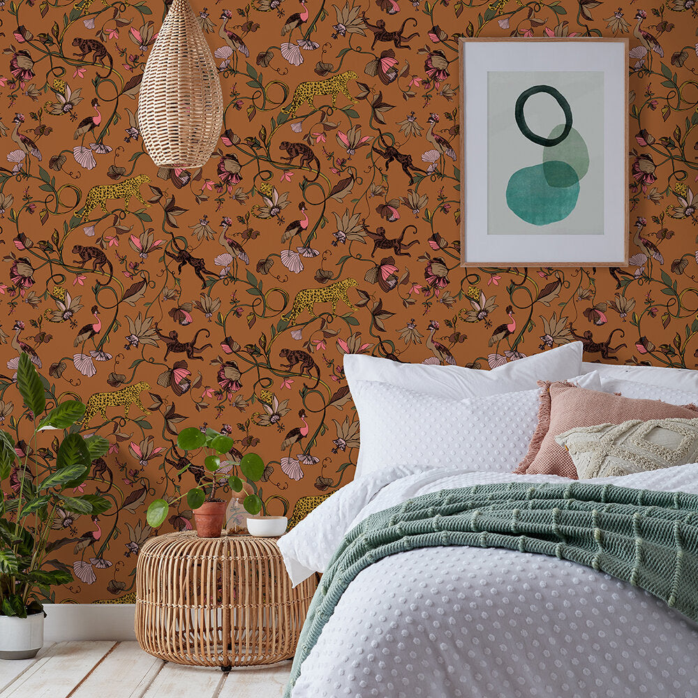 Exotic Wildlings Room Wallpaper - Sand