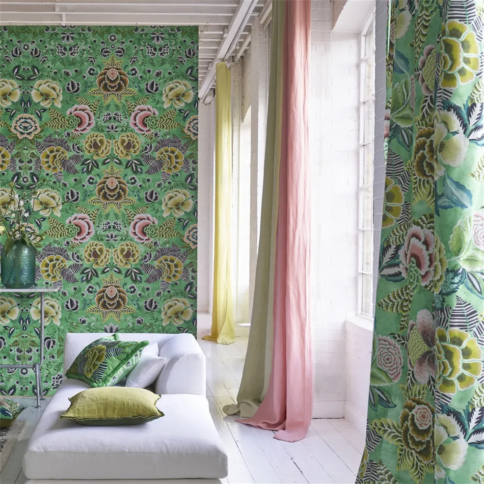 Rose De Damas Jade Room Fabric