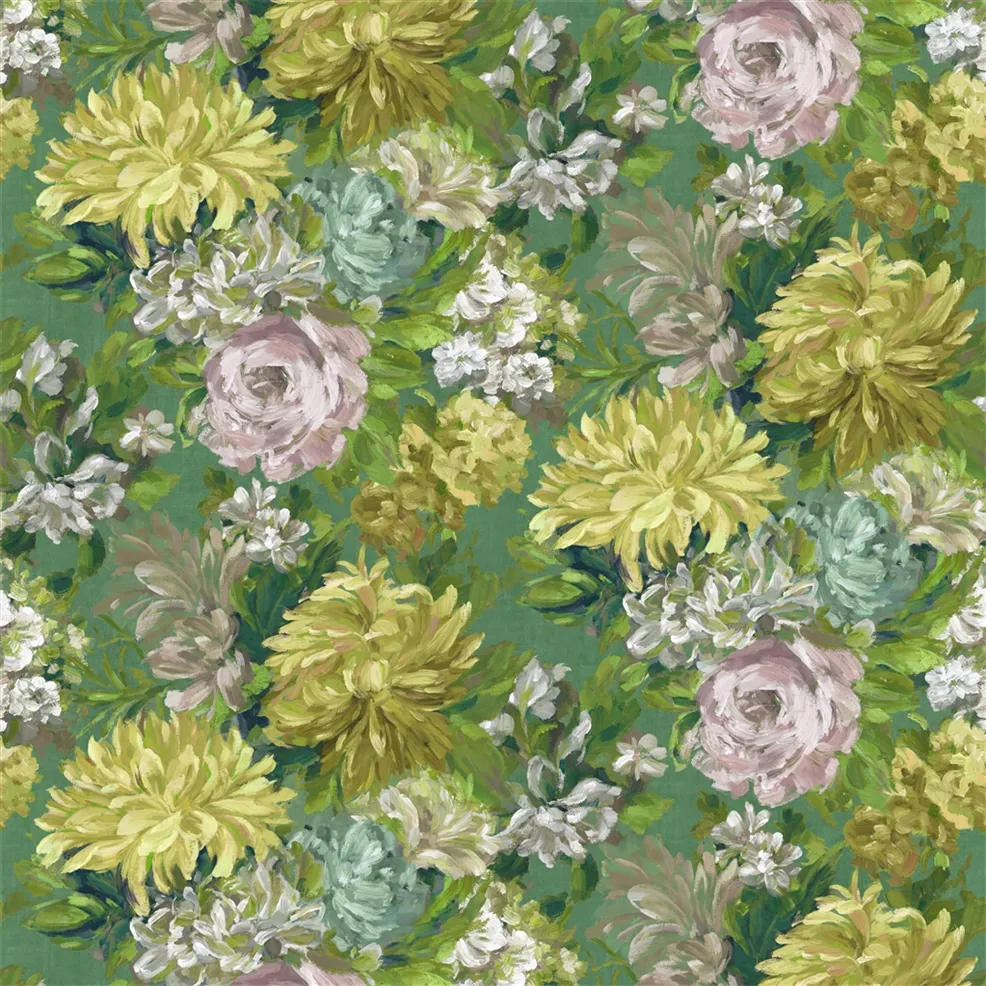 Fleurs D Artistes Vintage Green Fabric