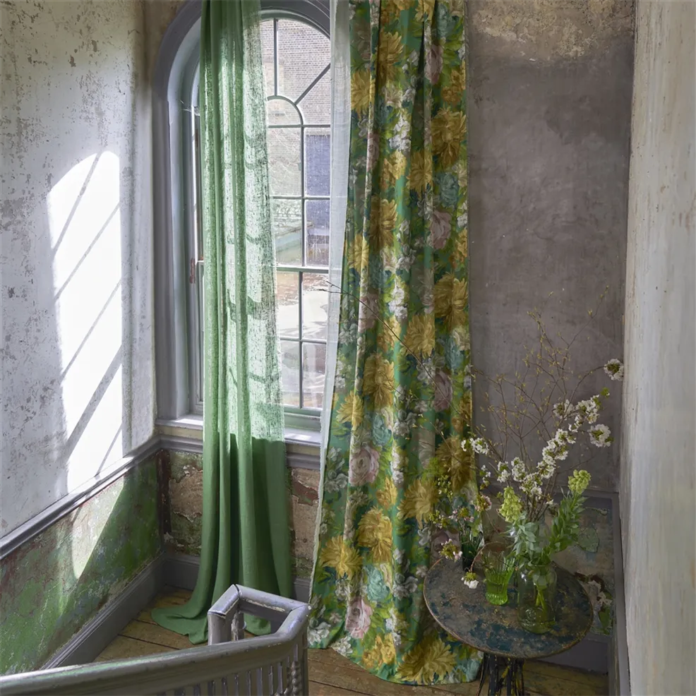 Fleurs D Artistes Vintage Green Room Fabric