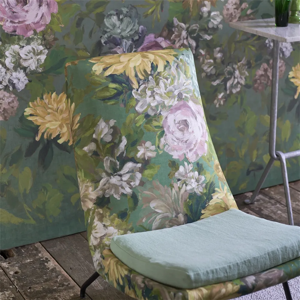 Fleurs D Artistes Vintage Green Room Fabric