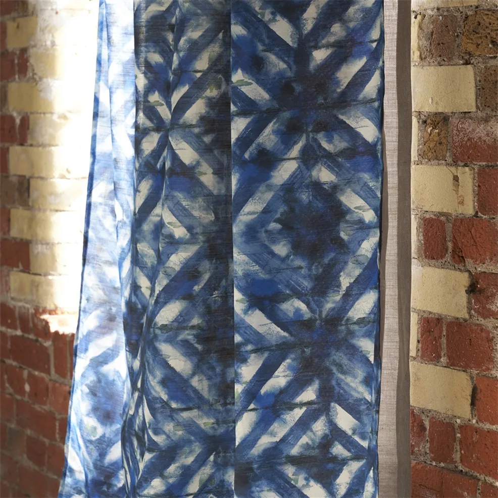 Parquet Batik Indigo Room Fabric