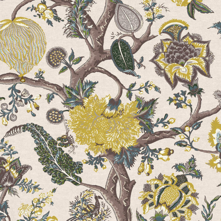 FLAME OF THE FOREST Palm Linen Mix Fabric - Warner House