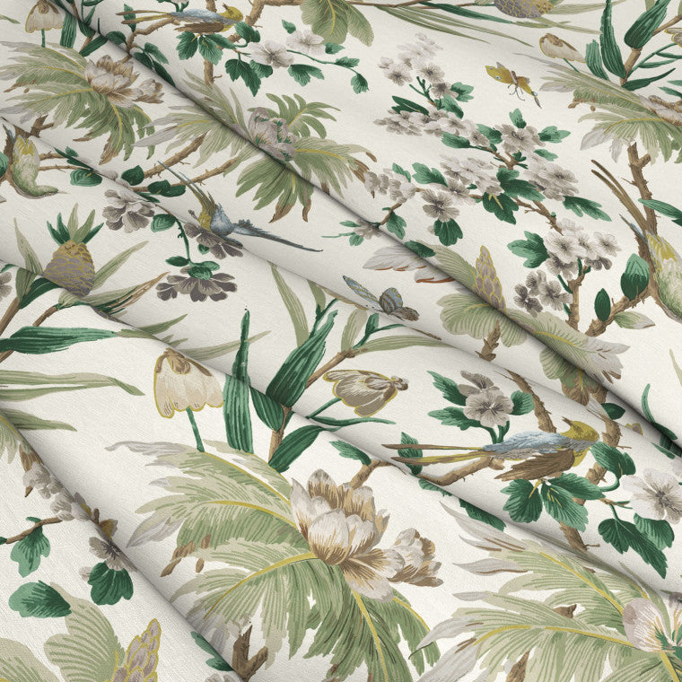 FLEURS EXOTIQUE Forest Linen Mix Fabric - Warner House