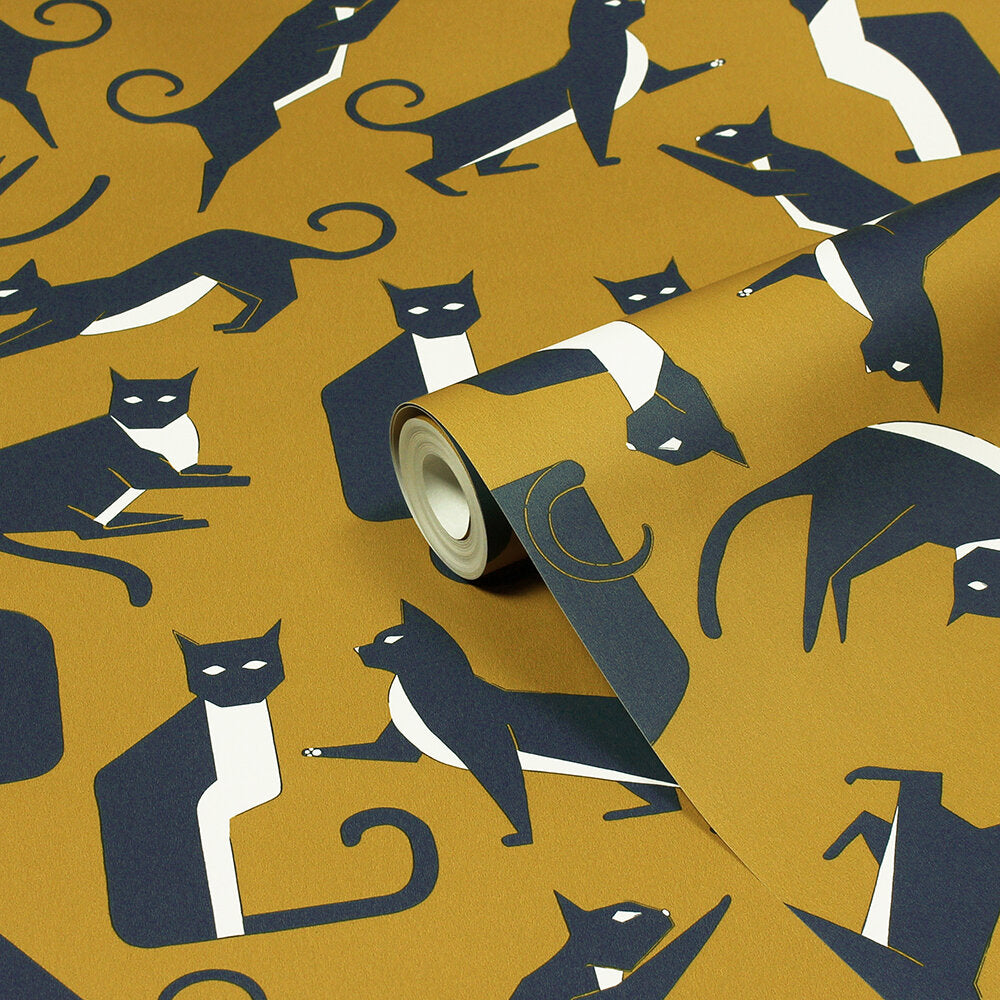 Geo Cat Wallpaper - Gold