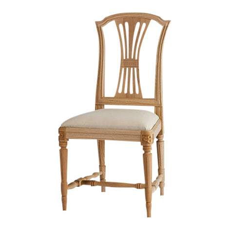 Gustavian hand painted chair natural wood