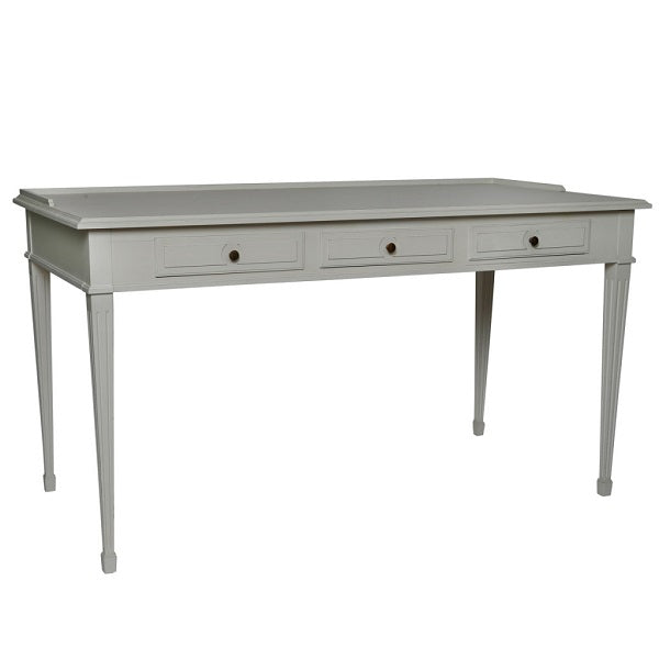 Gustavian 3 drawer desk with detailing - side view