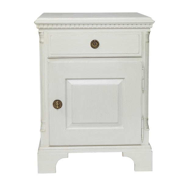Gustavian bedside cabinet white painted