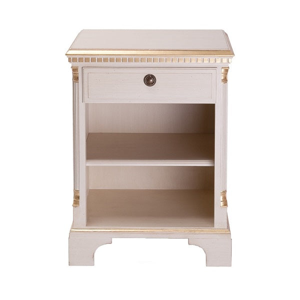 Gustavian bedside cabinet with shelf - front detail