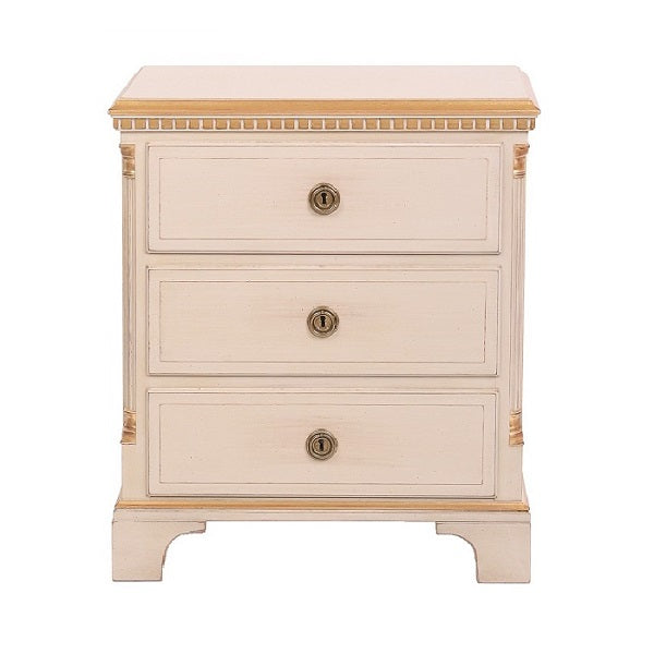 Gustavian bedside cabinet with 3 drawers