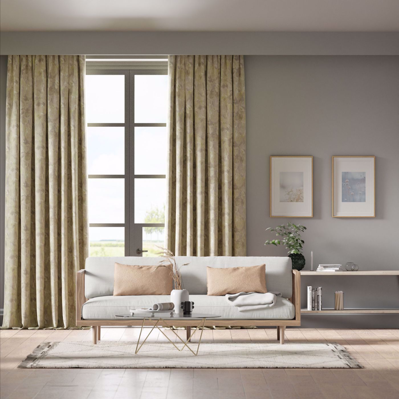 Foresta Room Fabric - Diffused Light/Pebble/Sand