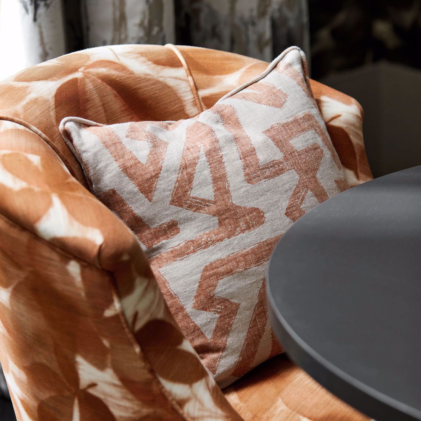 Grounded Room Fabric - Baked Terracotta/Parchment