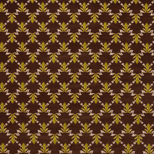 Wood Frog Velvet Fabric - Chocolate/Pistachio