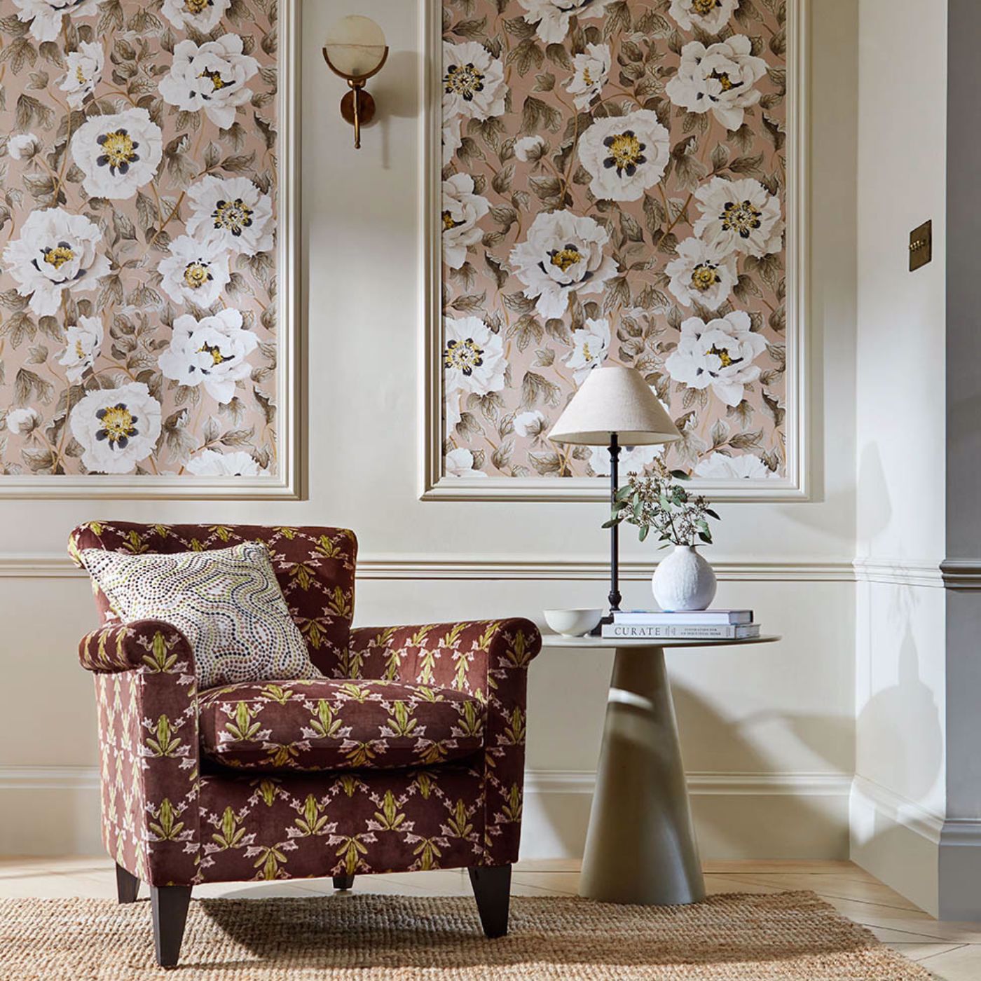 Wood Frog Velvet Room Fabric - Chocolate/Pistachio