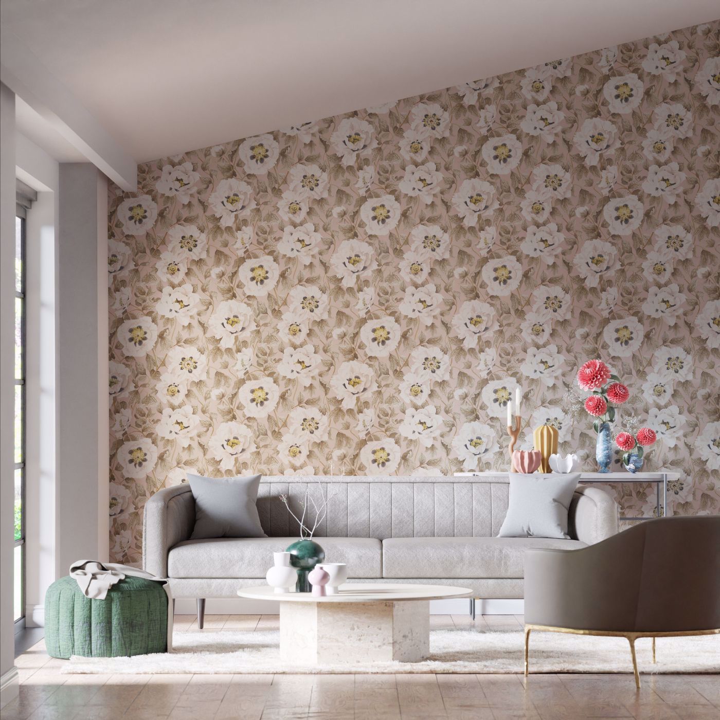 Florent Room Wallpaper - Positano/Maple/Graphite