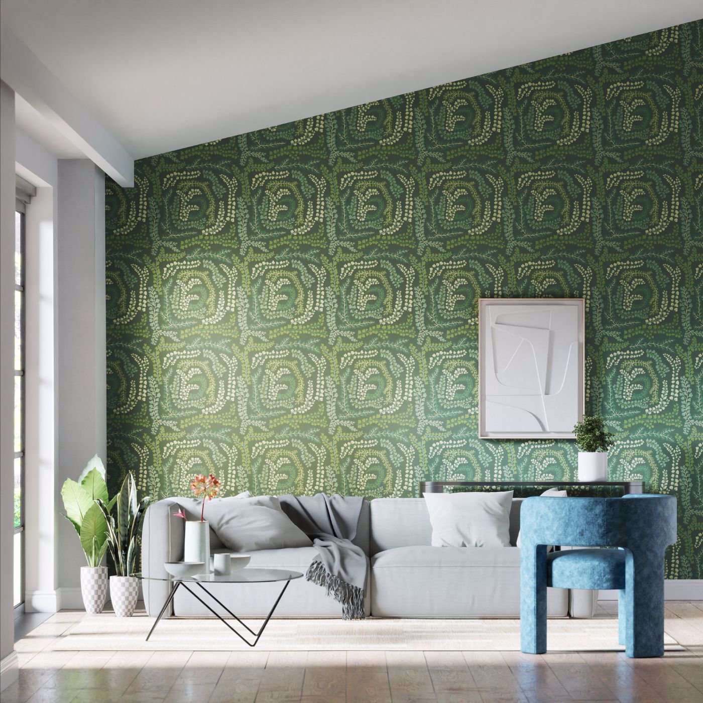 Fayola Room Wallpaper - Fig Leaf/Clover