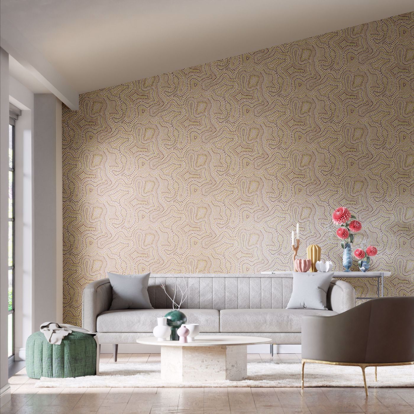 Sunstone Room Wallpaper - Positano/Chocolate/Pistachio