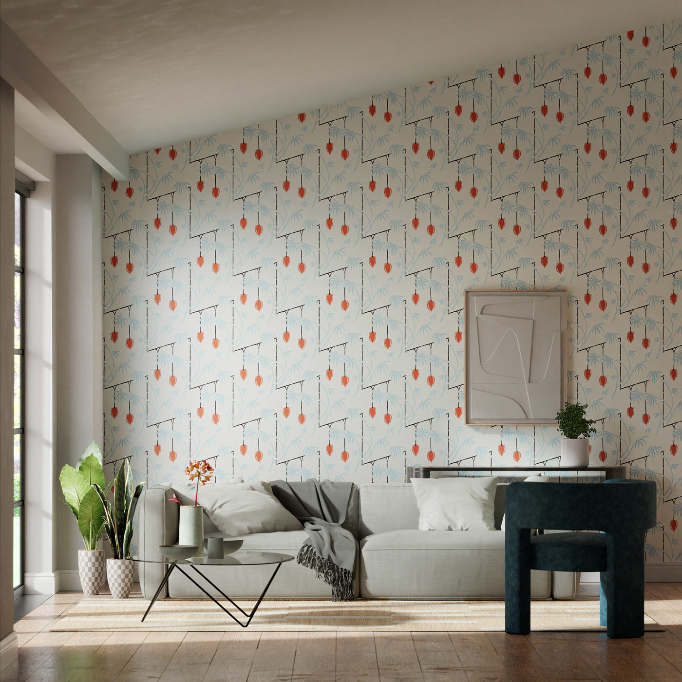 Kimiko Room Wallpaper - Soft Focus/Harissa