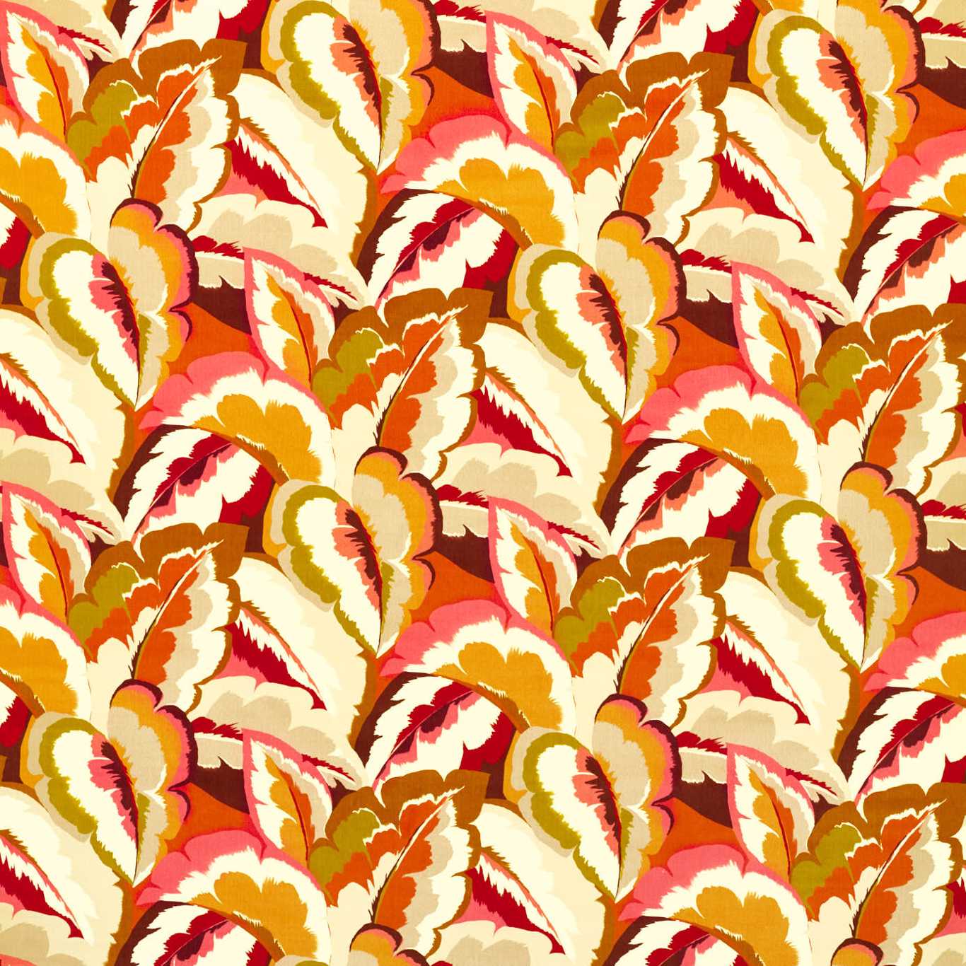 Calathea Fabric - Amber Light/Brazilian Rosewood/Pomegranate/Shiitake