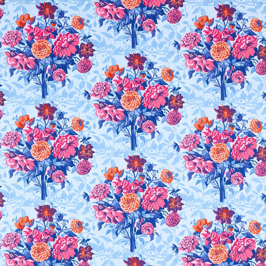 Dahlia Bunch Fabric - Lapis/Carnelian/Spinel