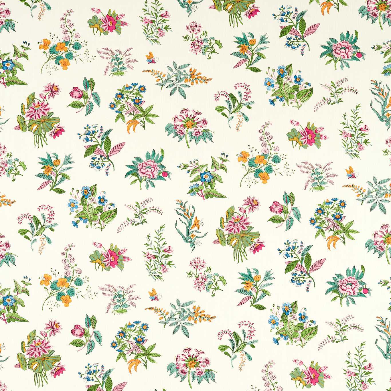 Woodland Floral Fabric - Peridot/Ruby/Pearl