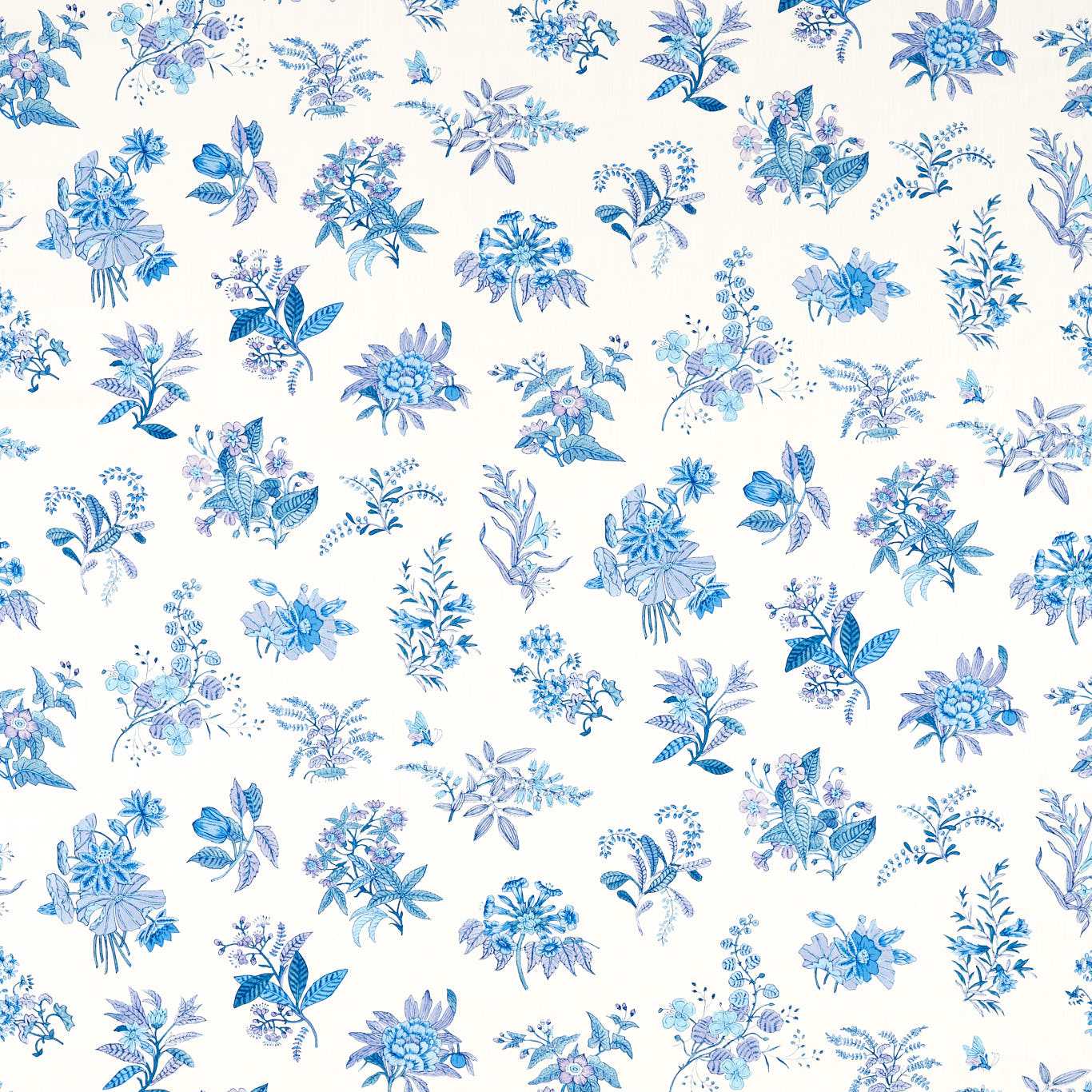 Woodland Floral Fabric - Lapis/Amethyst/Pearl