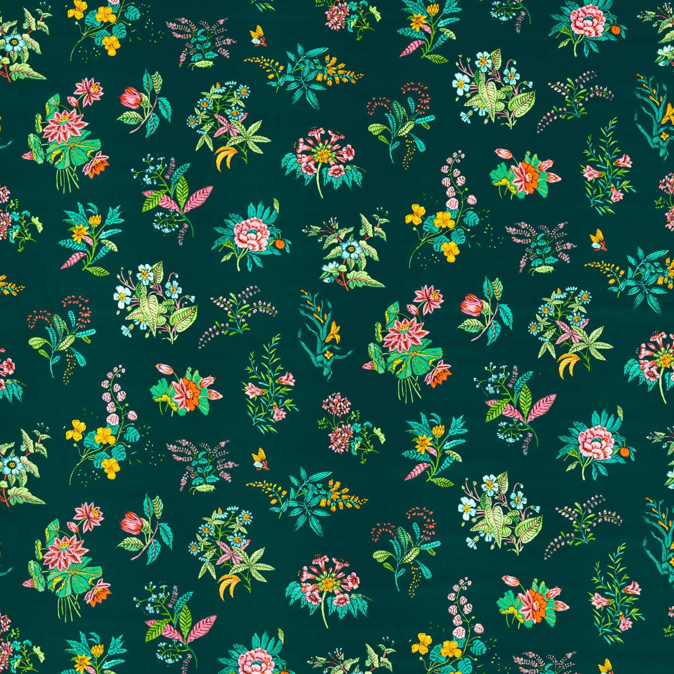 Woodland Floral Fabric - Jade/Malachite/Rose Quartz