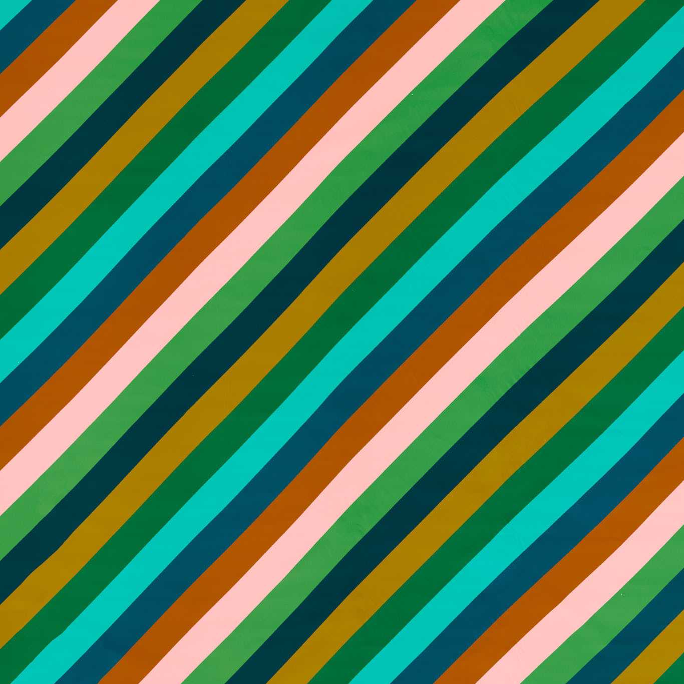 Sherbet Stripe Fabric - Emerald/Amber/Rose