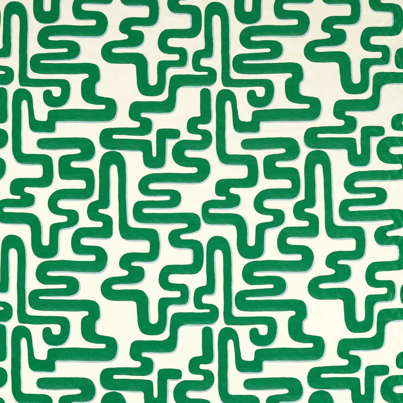 Meander Fabric - Emerald/Aquamarine