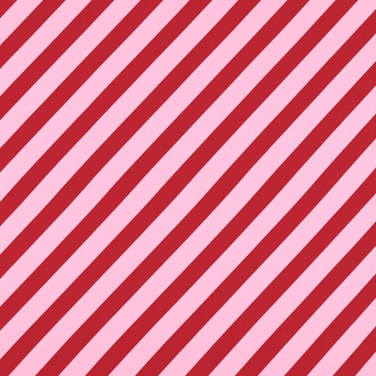 Paper Straw Stripe Fabric - Ruby/Rose