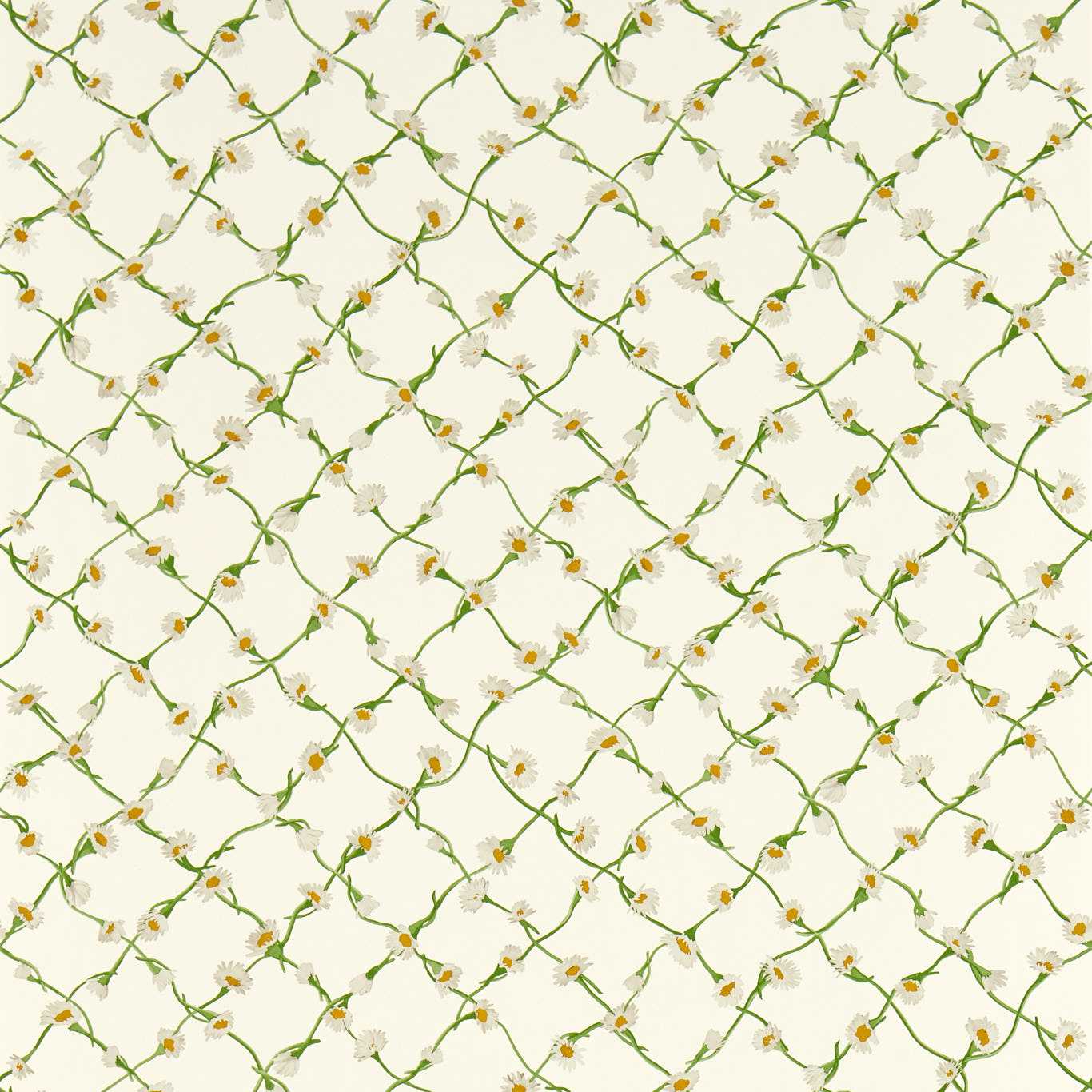 Daisy Trellis Wallpaper - Emerald/Pearl