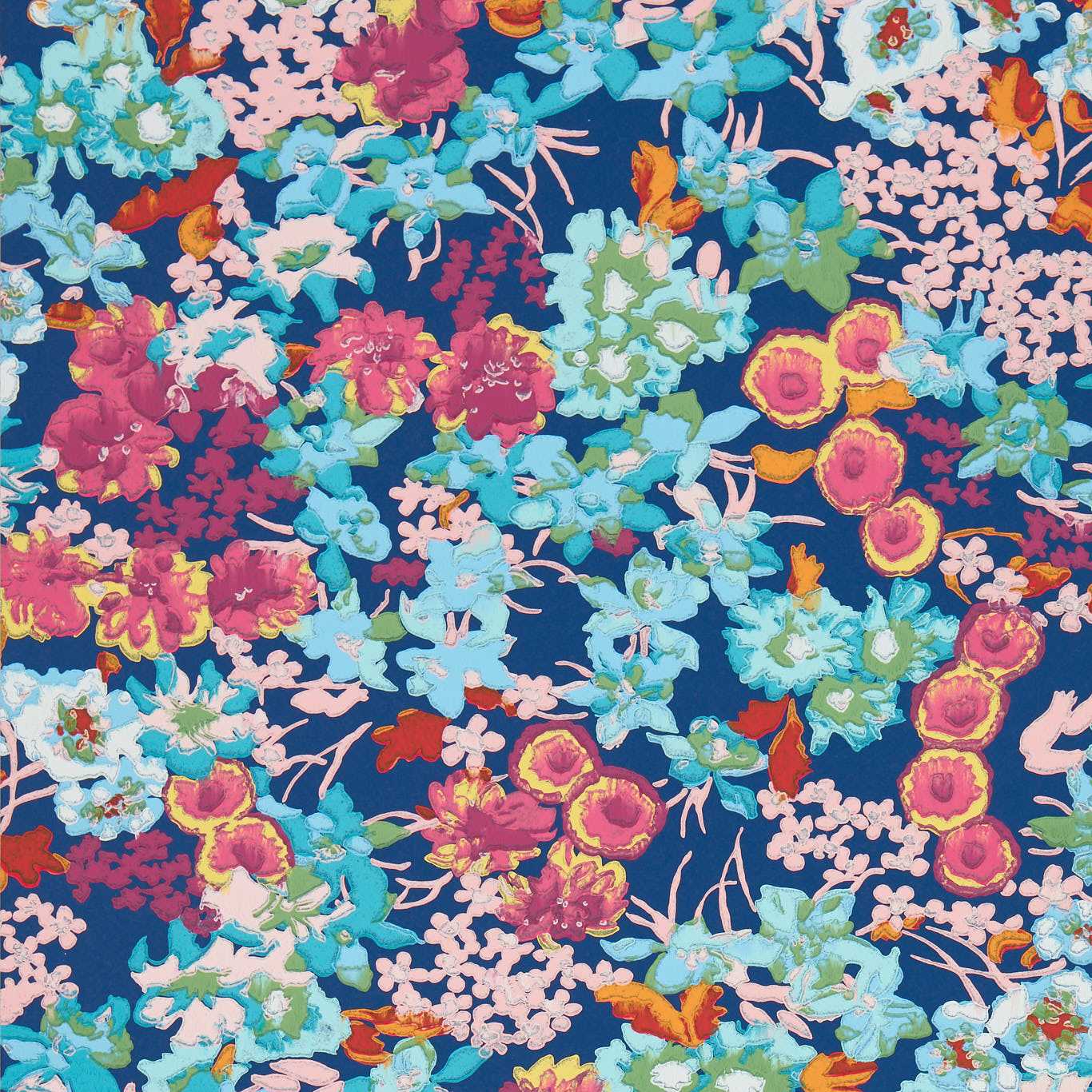 Wildflower Meadow Wallpaper - Lapis/Carnelian/Aquamarine