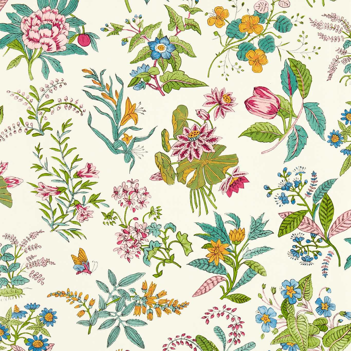 Woodland Floral Wallpaper - Peridot/Ruby/Pearl