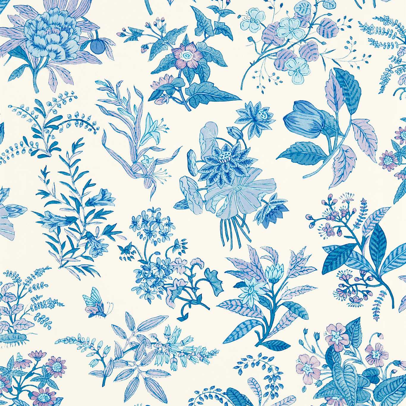 Woodland Floral Wallpaper - Lapis/Amethyst/Pearl