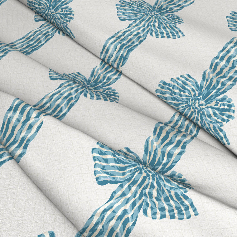 KNOTTED SASH Aqua Linen Mix Fabric - Warner House