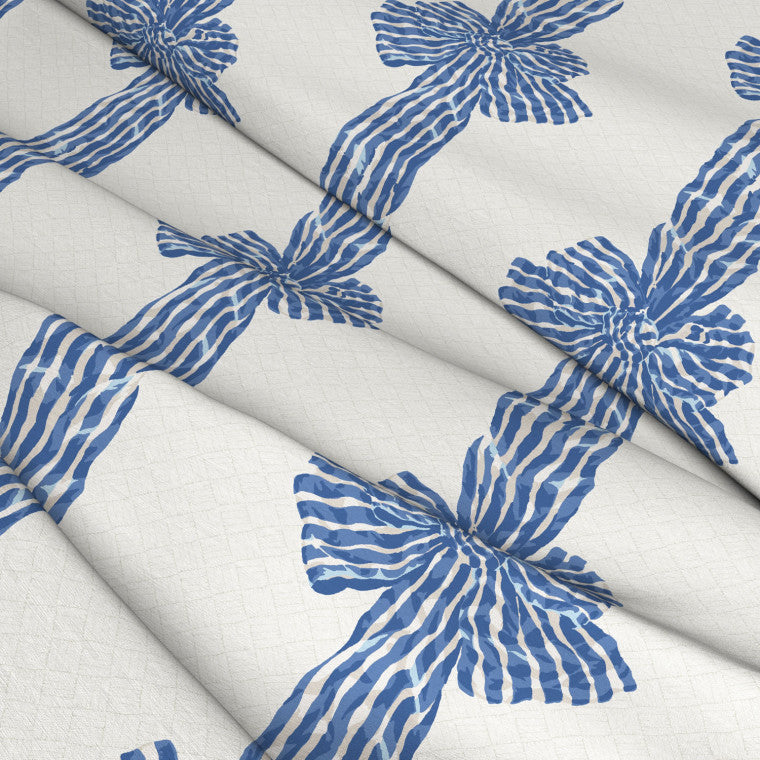 KNOTTED SASH Blue Linen Mix Fabric - Warner House