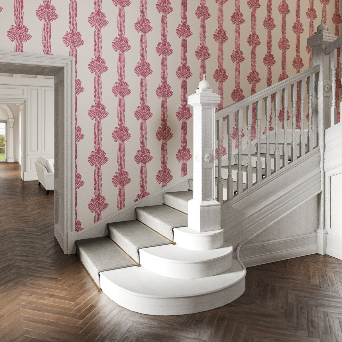 KNOTTED SASH Pink Wallpaper - Warner House