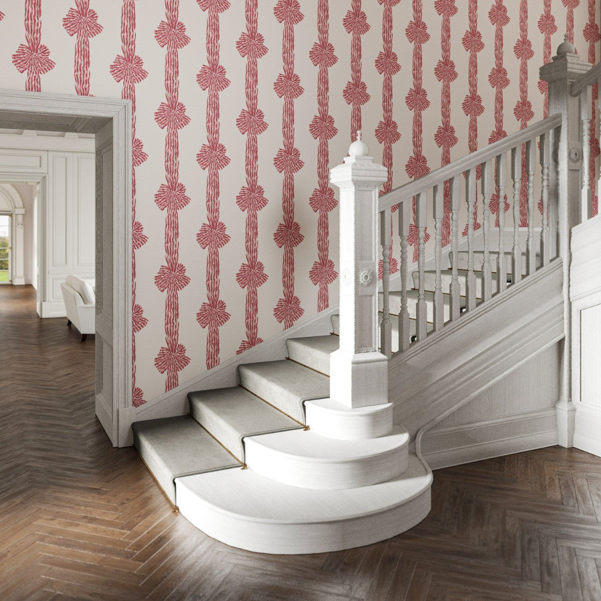 KNOTTED SASH Red Wallpaper - Warner House