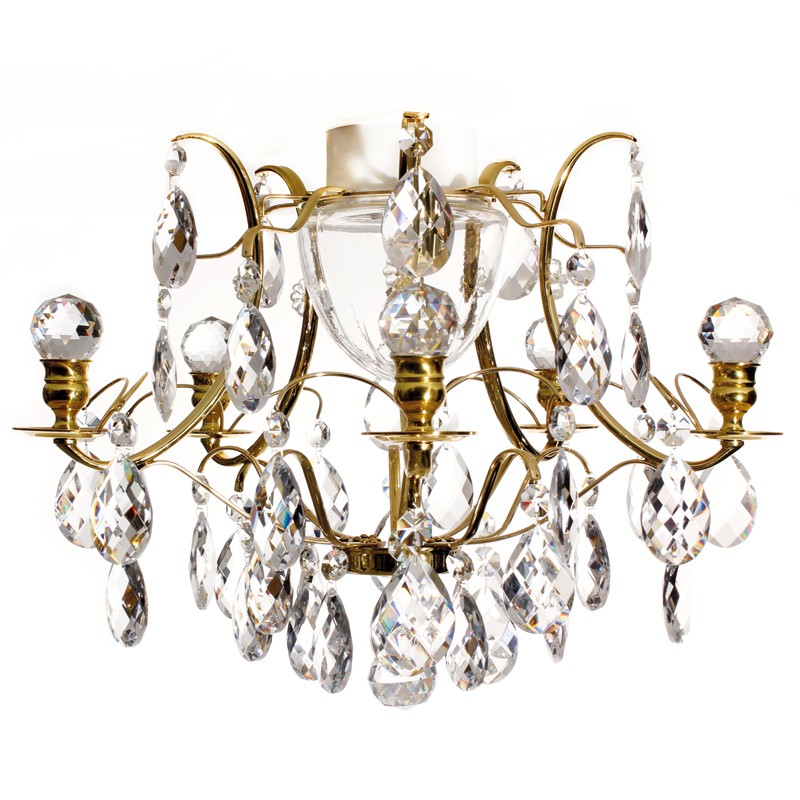 04 Nickel Bathroom Chandelier with Almond Crystals and Orbs