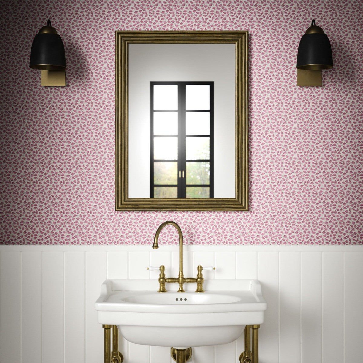 LEAF TRAIL Pink Wallpaper - Warner House