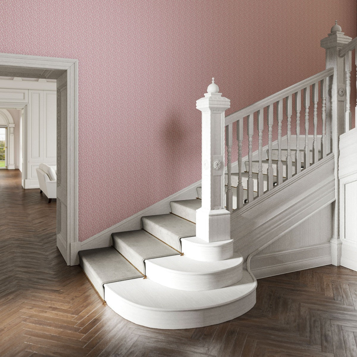 LEAF TRAIL Pink Wallpaper - Warner House