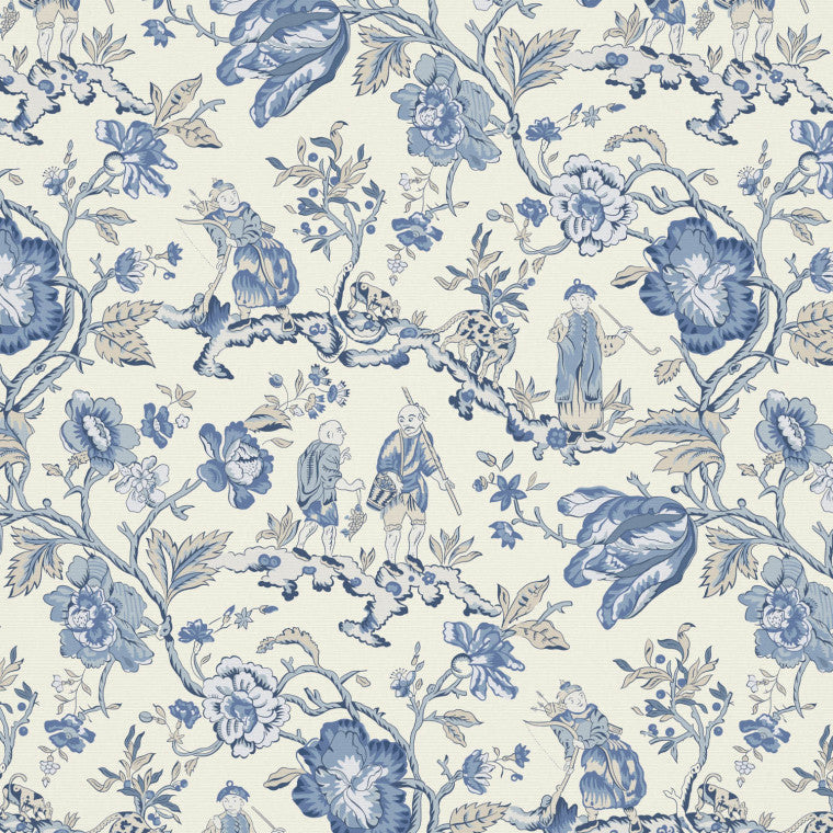 LES PECHEURS China Blue Outdoor Fabric - Warner House