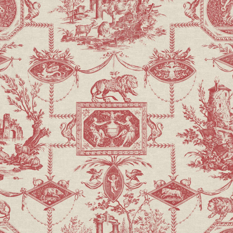 LION TOILE Rouge Linen Mix Fabric - Warner House