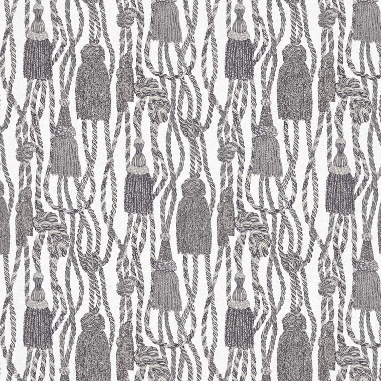 LONDON TASSELS Charcoal Linen Mix Fabric - Warner House