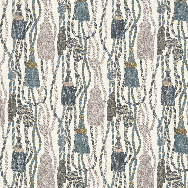 LONDON TASSELS Teal Linen Mix Fabric - Warner House