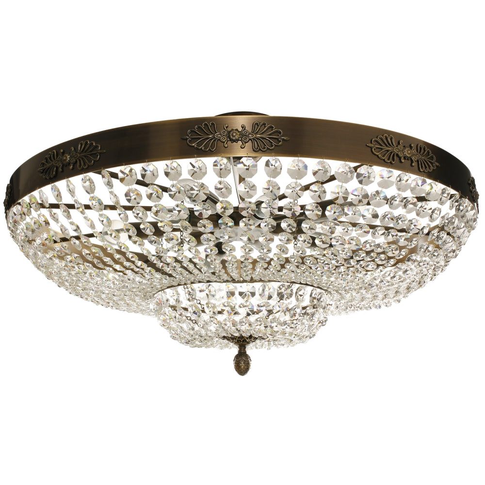 Low Ceiling Plafonds - Flush Low Ceiling Crystal Plafond In Dark Brass 78cm X 78cm X 43cm