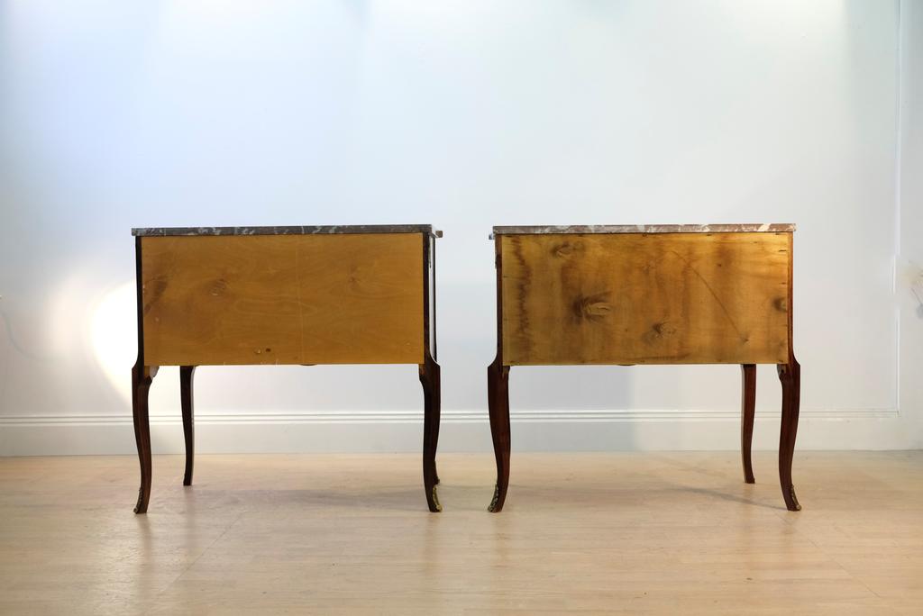 (707-2) Pair of Classic Gustavian Louis XV Style Chests with Christian Lacroix Design