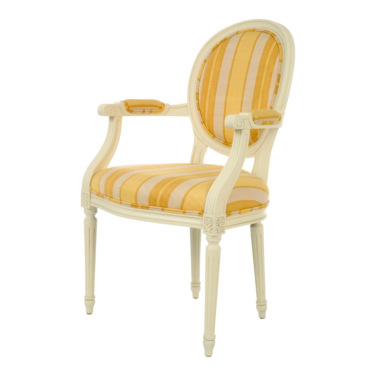 Oval Wooden Upholstered Armchair