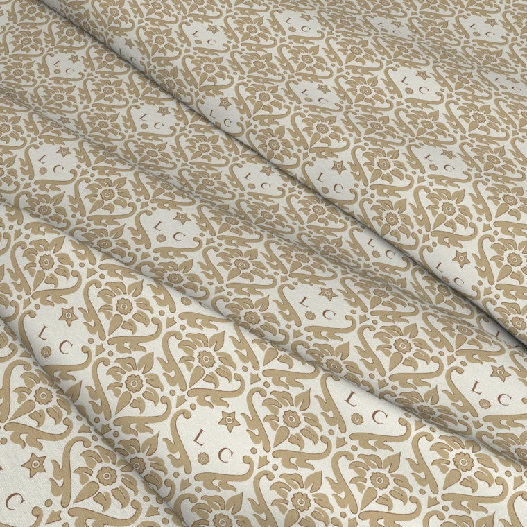 MONOGRAM DAMASK Natural Linen Mix Fabric - Warner House