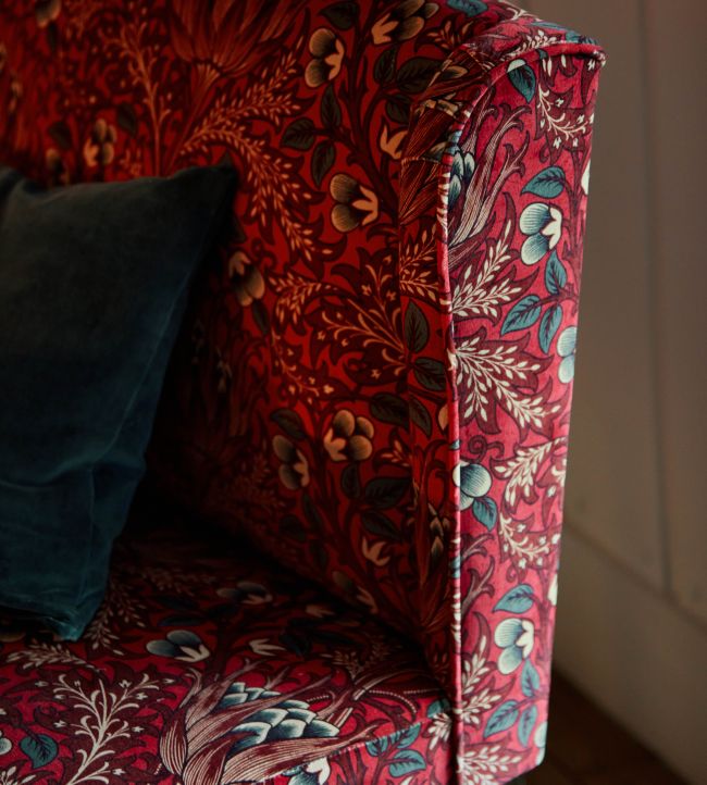 Artichoke Room Velvet Fabric - Red
